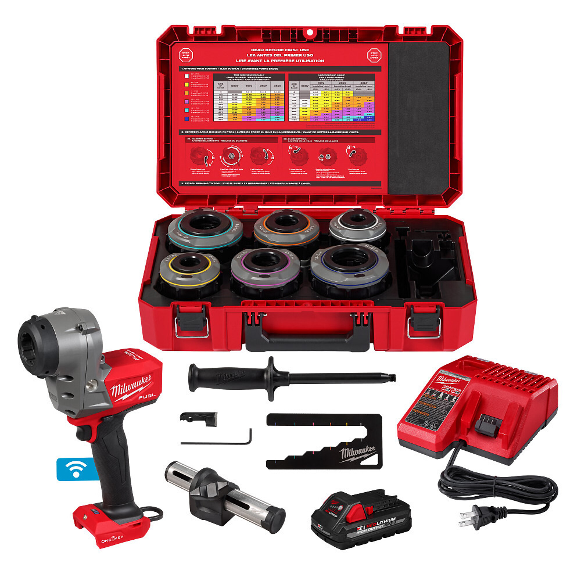 Milwaukee M18 FUEL™ Covered Conductor Cable Stripper Kit w/ Adjustable Bushings, Model# 2937-21